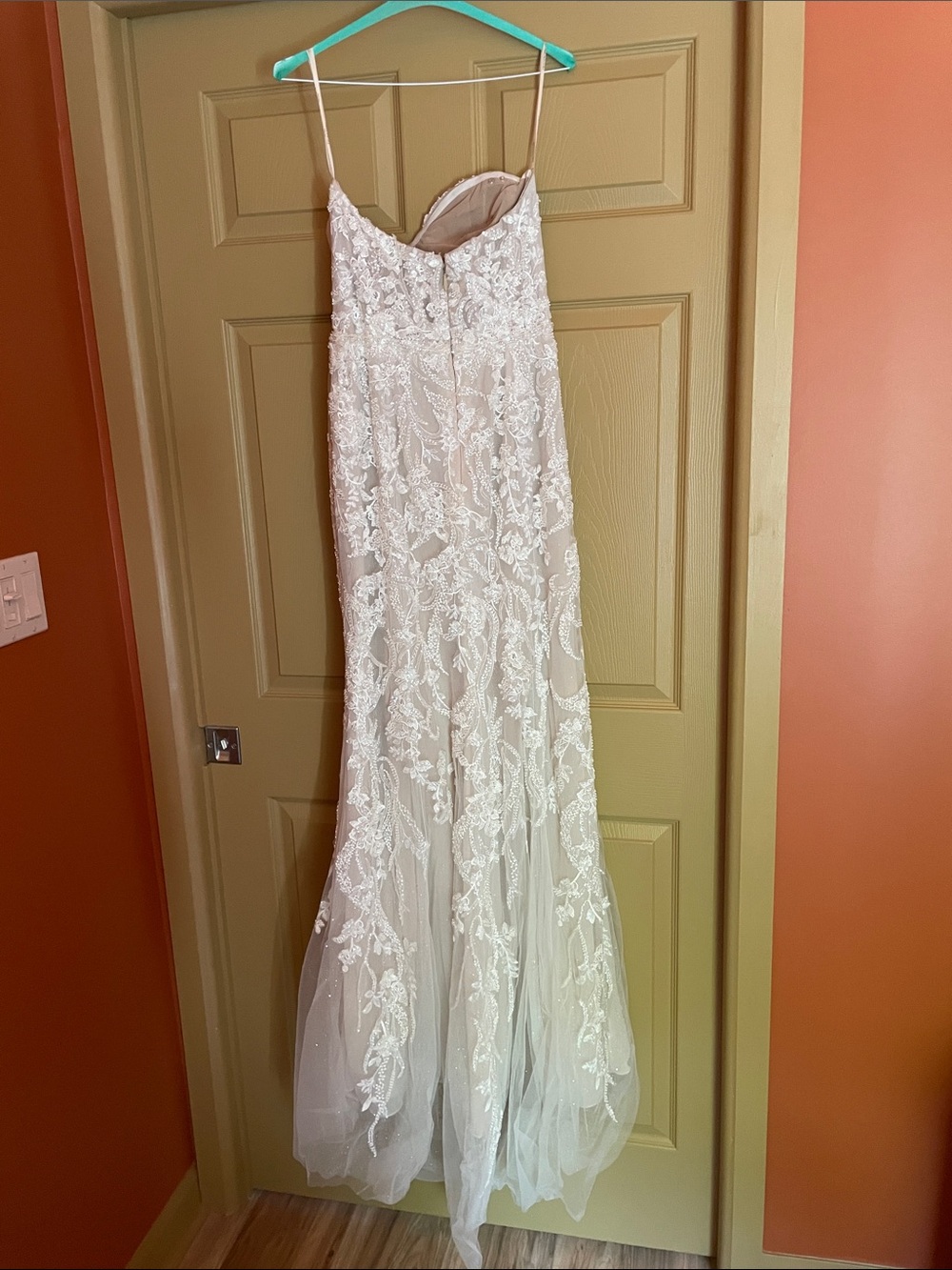 Galina Signature Strapless Lace Applique Wedding Dress in Ivory Style LSSWG881 - Picture 4 of 4